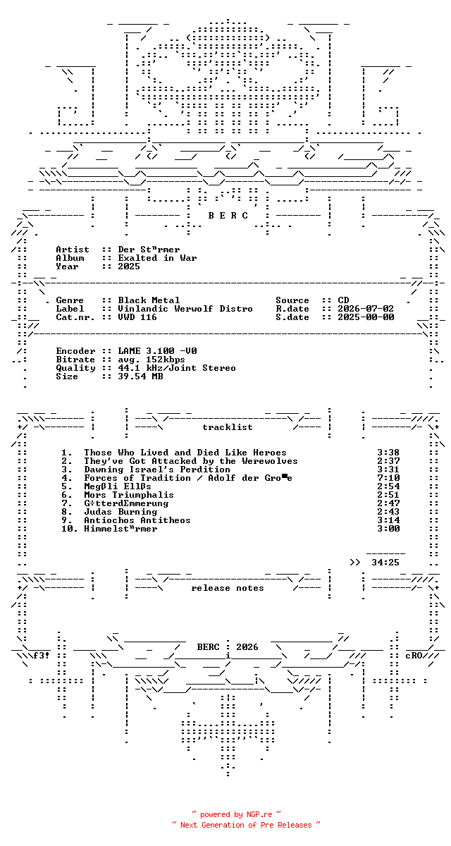 NFO for the release Der_Sturmer-Exalted_in_War-Reissue_Demo-2025-BERC by BERC