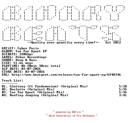 NFO for the release Cyber_Posix-Too_Far_Apart_EP-(FOKUZ392)-WEB-2026-BB by BB