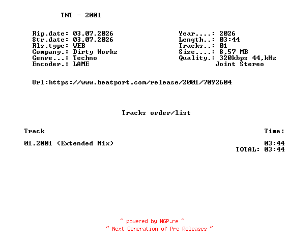NFO for the release TNT_-_2001-(DWX2170)-SINGLE-WEB-2026-FMC by FMC