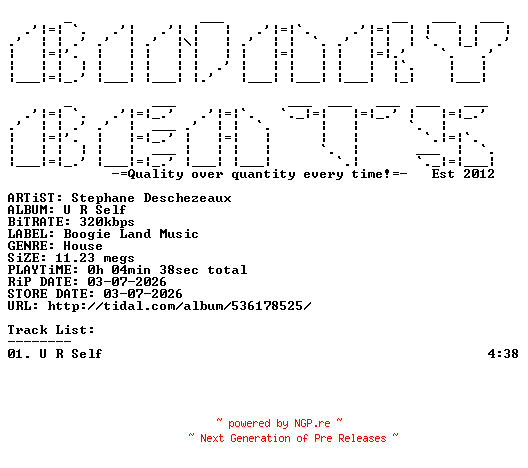 NFO for the release Stephane_Deschezeaux-U_R_Self-(BLM162)-SINGLE-WEB-2026-BB by BB