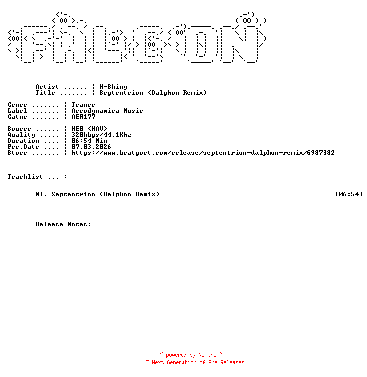 NFO for the release N-Sking-Septentrion_Dalphon_Remix-(AER177)-SINGLE-WEB-2026-FALCON by FALCON