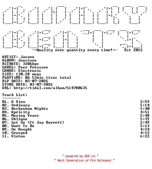 NFO for the release Javano-Juncture-(PPRLP003)-WEB-2026-BB by BB