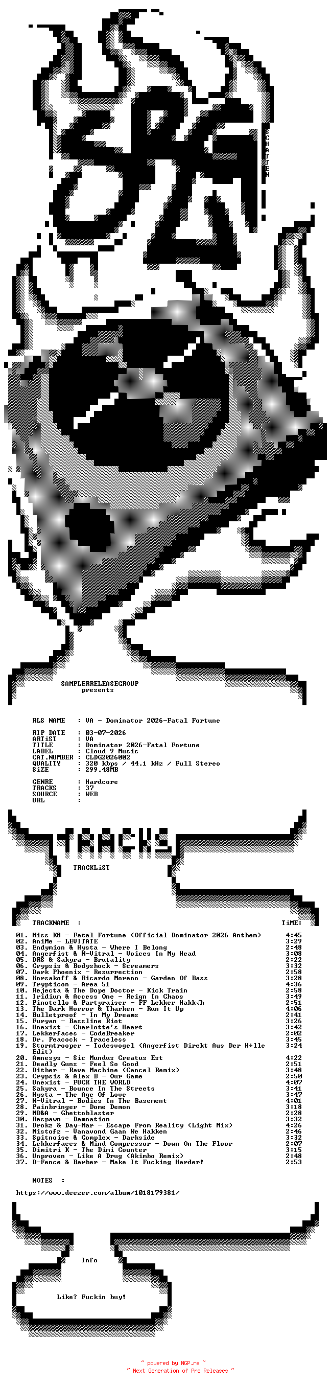 NFO for the release VA_-_Dominator_2026-Fatal_Fortune-(CLDG2026002)-WEB-2026-SRG by SRG