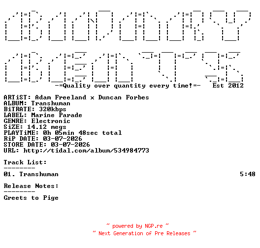 NFO for the release Adam_Freeland_x_Duncan_Forbes-Transhuman-(MAPA200S)-SINGLE-WEB-2026-BB by BB
