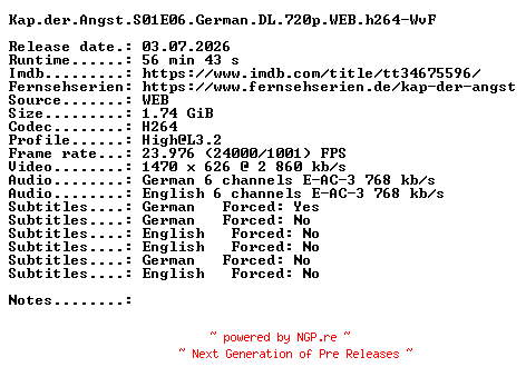 NFO for the release Kap.der.Angst.S01E06.German.DL.720p.WEB.h264-WvF by WvF