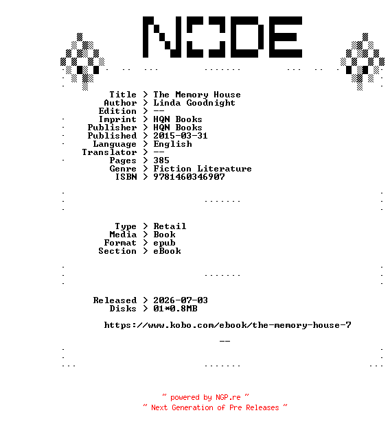 NFO for the release Linda.Goodnight.The.Memory.House.2015.RETAiL.EPUB.eBook-NODE by NODE