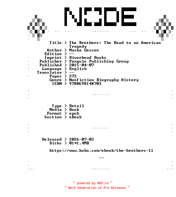 NFO for the release Masha.Gessen.The.Brothers.The.Road.to.an.American.Tragedy.2015.RETAiL.EPUB.eBook-NODE by NODE