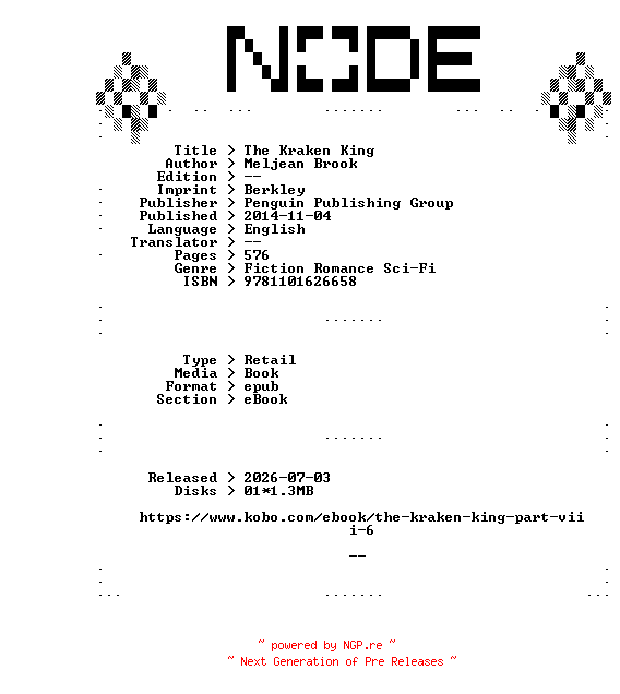 NFO for the release Meljean.Brook.The.Kraken.King.2014.RETAiL.EPUB.eBook-NODE by NODE