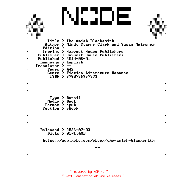 NFO for the release Mindy.Starns.Clark.and.Susan.Meissner.The.Amish.Blacksmith.2014.RETAiL.EPUB.eBook-NODE by NODE
