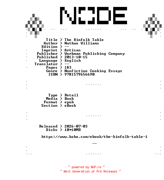 NFO for the release Nathan.Williams.The.Kinfolk.Table.2013.RETAiL.EPUB.eBook-NODE by NODE