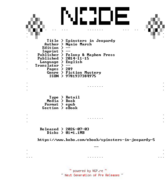 NFO for the release Ngaio.Marsh.Spinsters.in.Jeopardy.2014.RETAiL.EPUB.eBook-NODE by NODE
