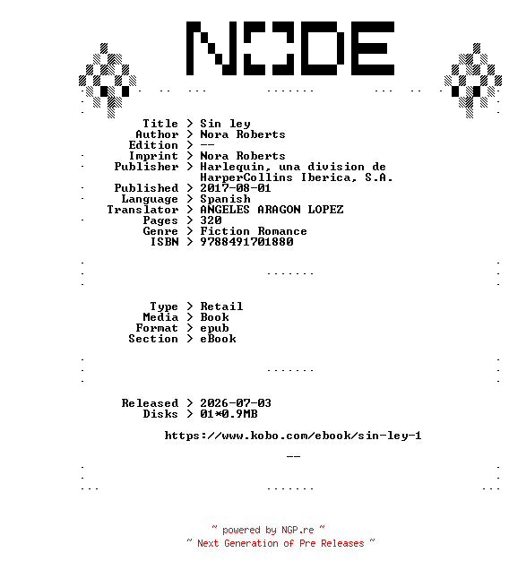 NFO for the release Nora.Roberts.Sin.ley.2017.SPANiSH.RETAiL.EPUB.eBook-NODE by NODE