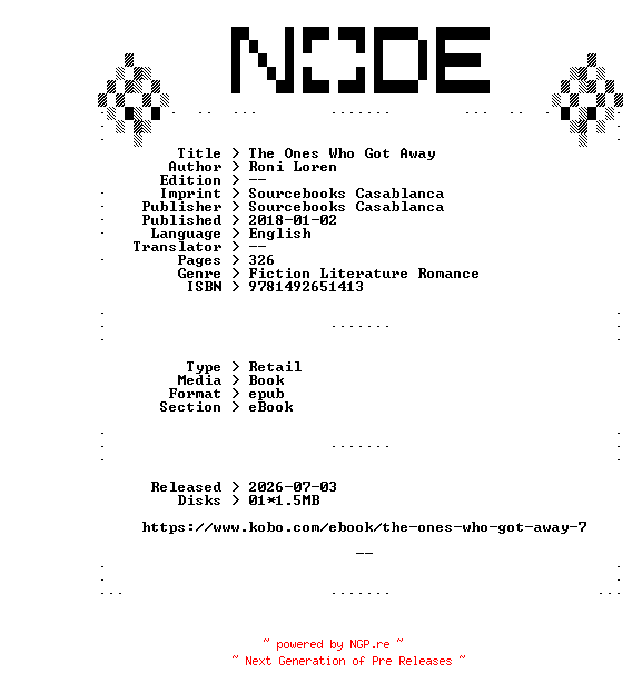 NFO for the release Roni.Loren.The.Ones.Who.Got.Away.2018.RETAiL.EPUB.eBook-NODE by NODE