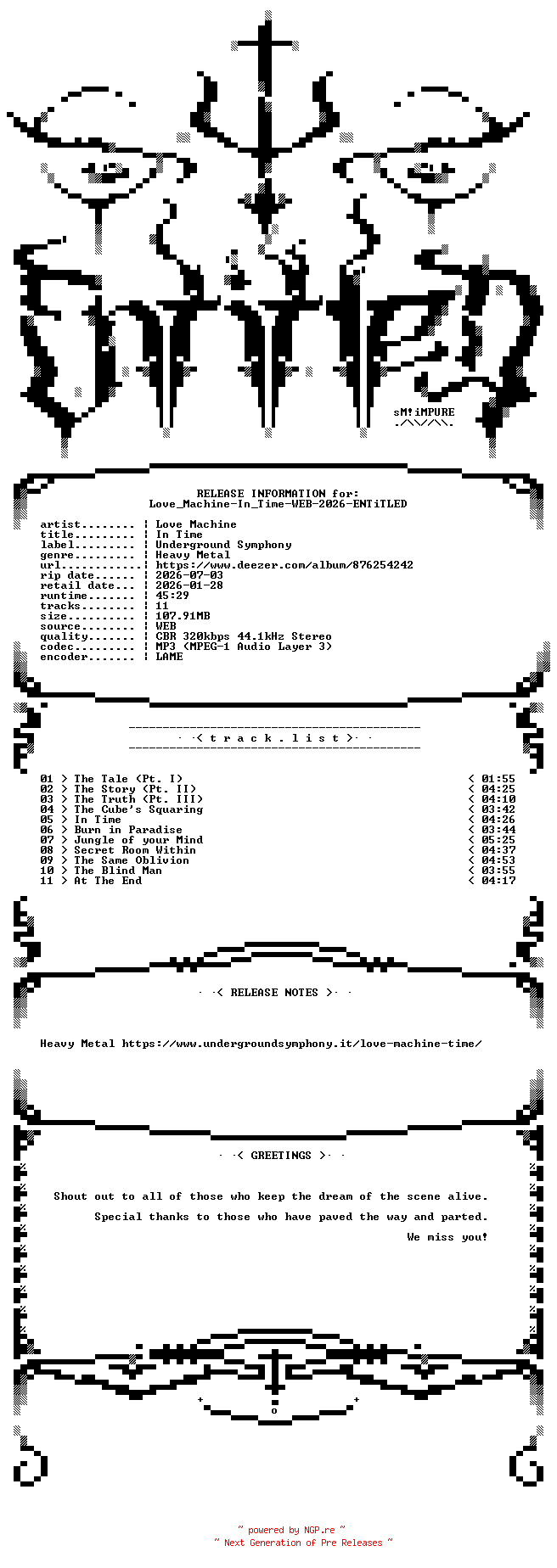 NFO for the release Love_Machine-In_Time-WEB-2026-ENTiTLED by ENTiTLED