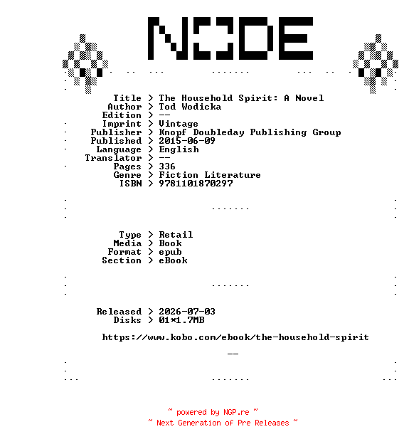 NFO for the release Tod.Wodicka.The.Household.Spirit.A.Novel.2015.RETAiL.EPUB.eBook-NODE by NODE
