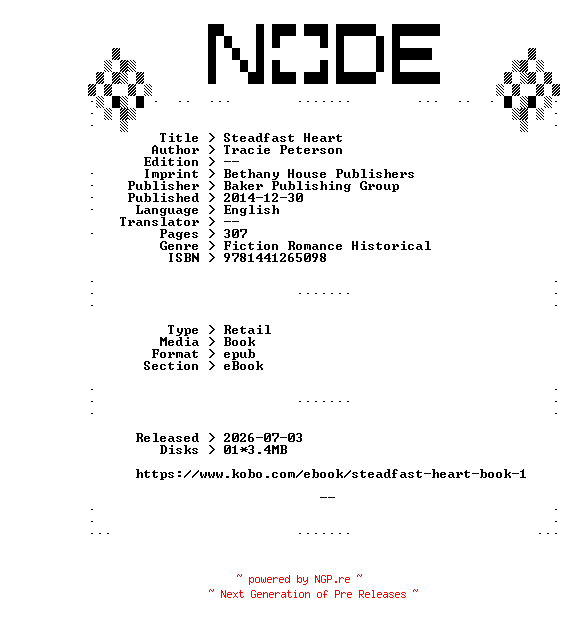 NFO for the release Tracie.Peterson.Steadfast.Heart.2014.RETAiL.EPUB.eBook-NODE by NODE