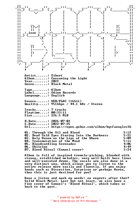 NFO for the release Eihort-Consuming_the_Light-16BIT-WEB-FLAC-2022-MOONBLOOD by MOONBLOOD