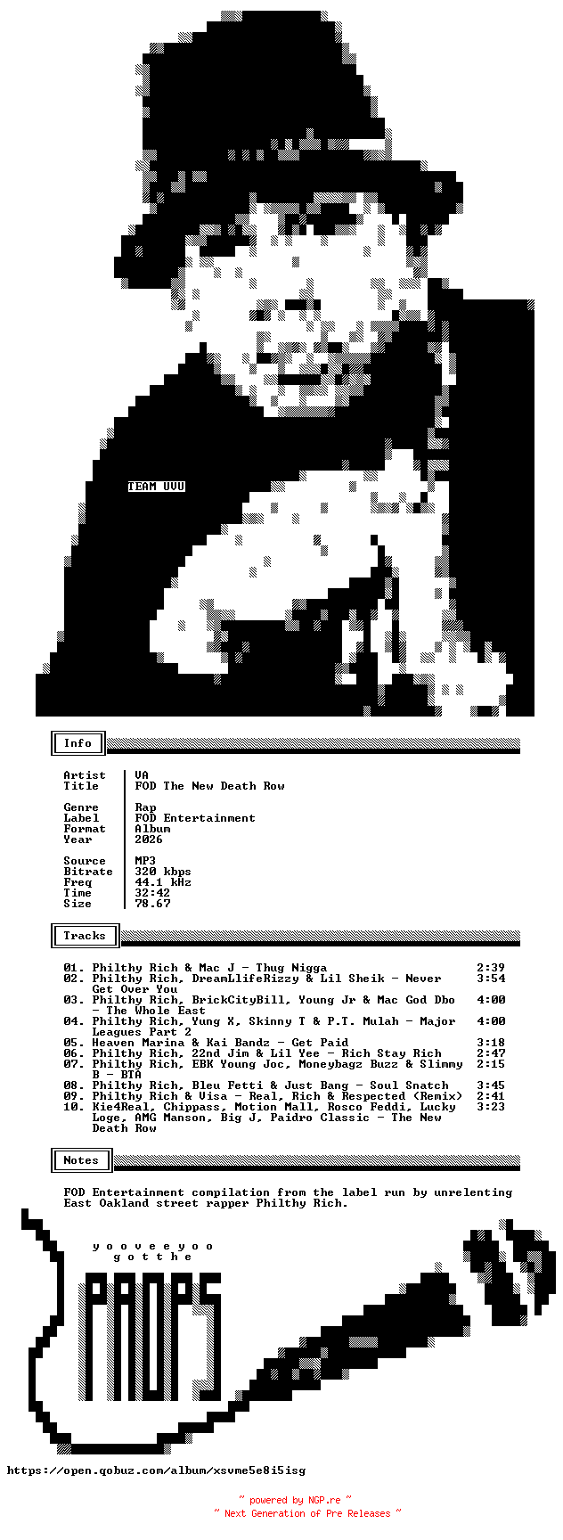NFO for the release VA-FOD_The_New_Death_Row-WEB-2026-UVU by UVU