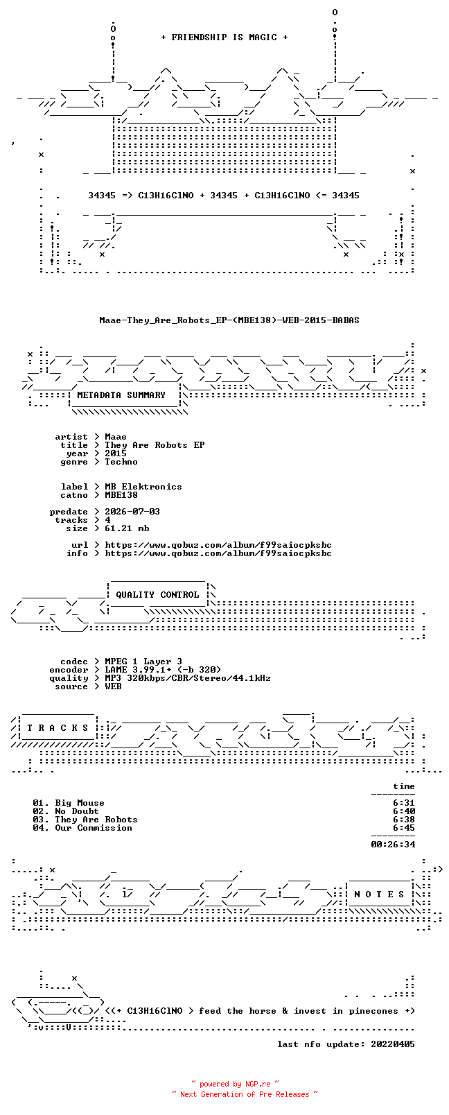 NFO for the release Maae-They_Are_Robots_EP-(MBE138)-WEB-2015-BABAS by BABAS