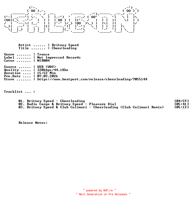 NFO for the release Britney_Speed-Cheerleading-(NIR004)-WEB-2026-FALCON by FALCON