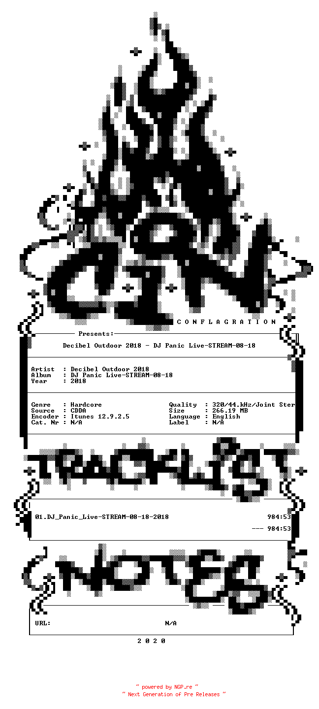 NFO for the release Decibel_Outdoor_2018-DJ_Panic_Live-STREAM-08-18-2018-CiN_INT by CiN_INT