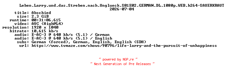 NFO for the release Leben.Larry.und.das.Streben.nach.Unglueck.S01E02.GERMAN.DL.1080p.WEB.h264-SAUERKRAUT by SAUERKRAUT
