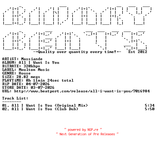 NFO for the release Massiande-All_I_Want_Is_You-(MM378)-WEB-2026-BB by BB