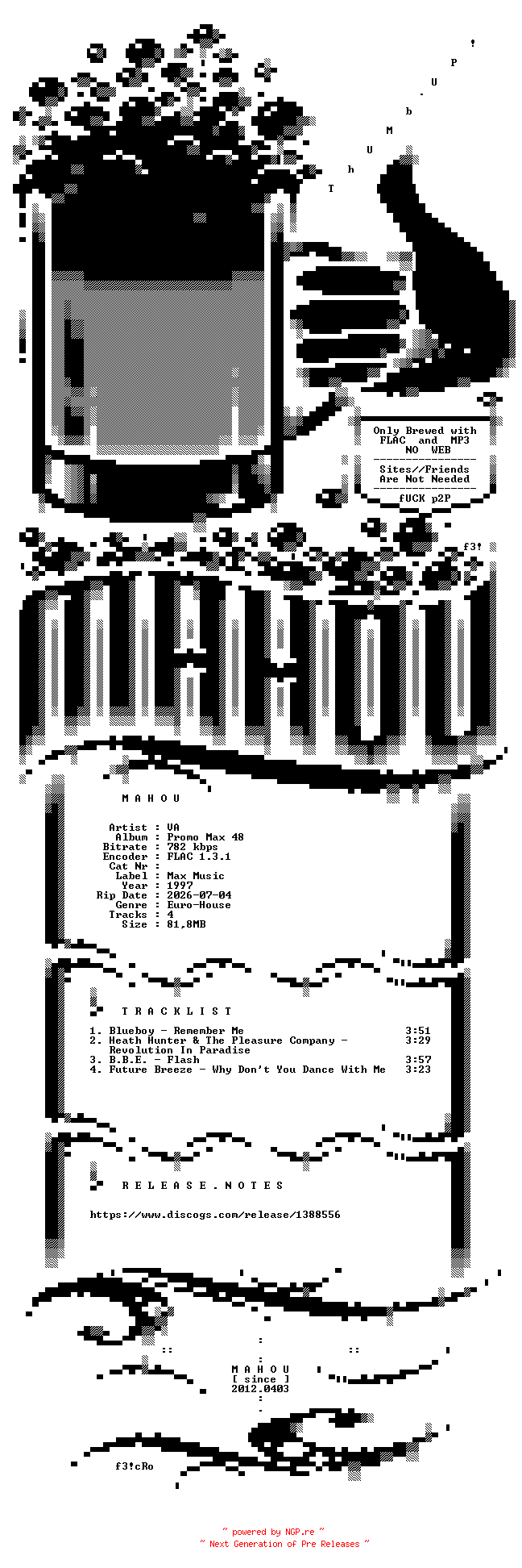 NFO for the release VA-Promo_Max_48-PROMO-CDM-FLAC-1997-MAHOU by MAHOU