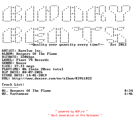 NFO for the release RareTwo_Inc.-Keepers_Of_The_Flame-(PLANT7460)-WEB-2019-BB by BB