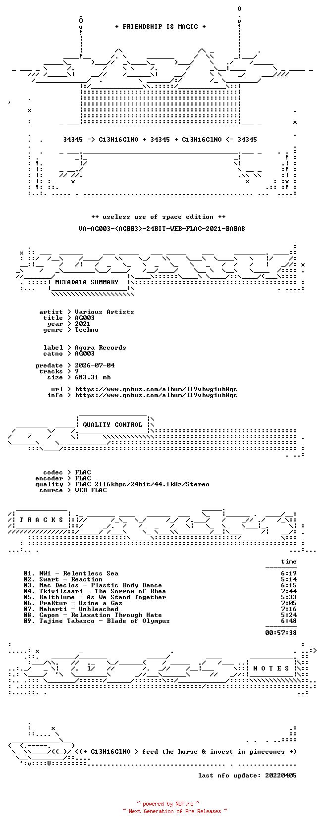 NFO for the release VA-AG003-(AG003)-24BIT-WEB-FLAC-2021-BABAS by BABAS