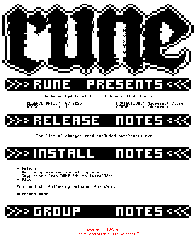 NFO for the release Outbound.Update.v1.1.3-RUNE by RUNE