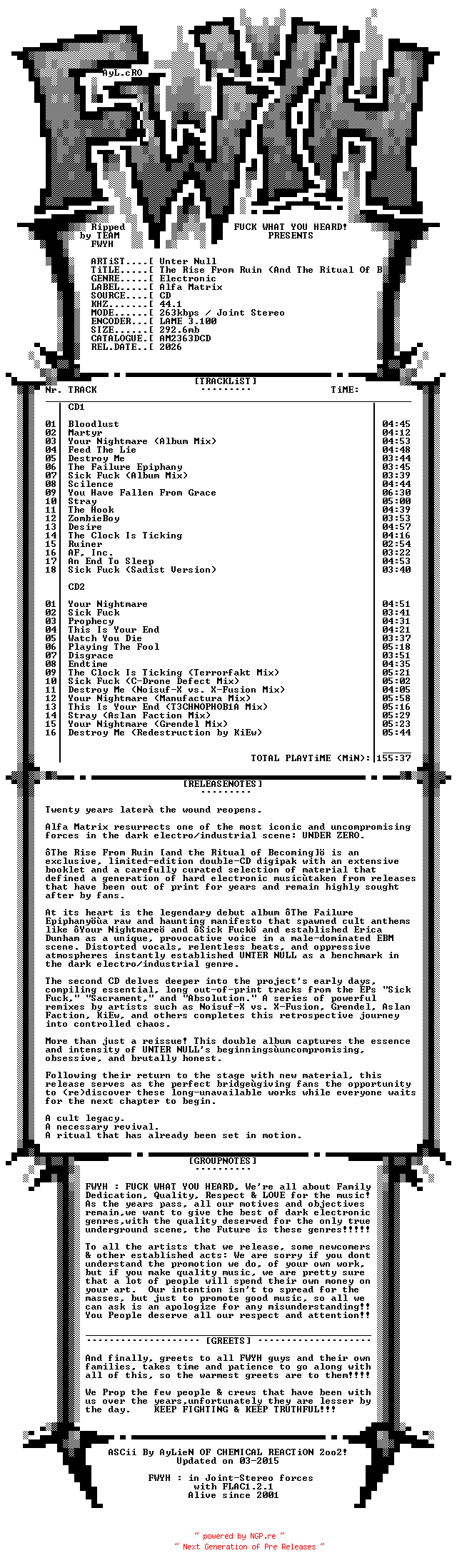 NFO for the release Unter_Null-The_Rise_From_Ruin_(And_The_Ritual_Of_Becoming)-2CD-2026-FWYH by FWYH