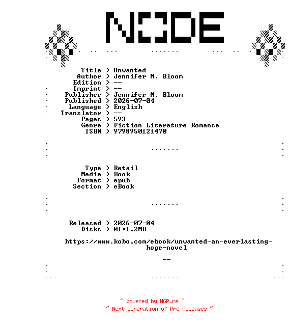NFO for the release Jennifer.M.Bloom.Unwanted.2026.RETAiL.EPUB.eBook-NODE by NODE