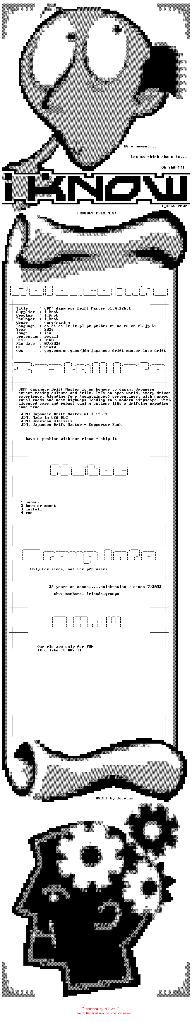 NFO for the release JDM.Japanese.Drift.Master.v1.4.126.1-I_KnoW by I_KnoW
