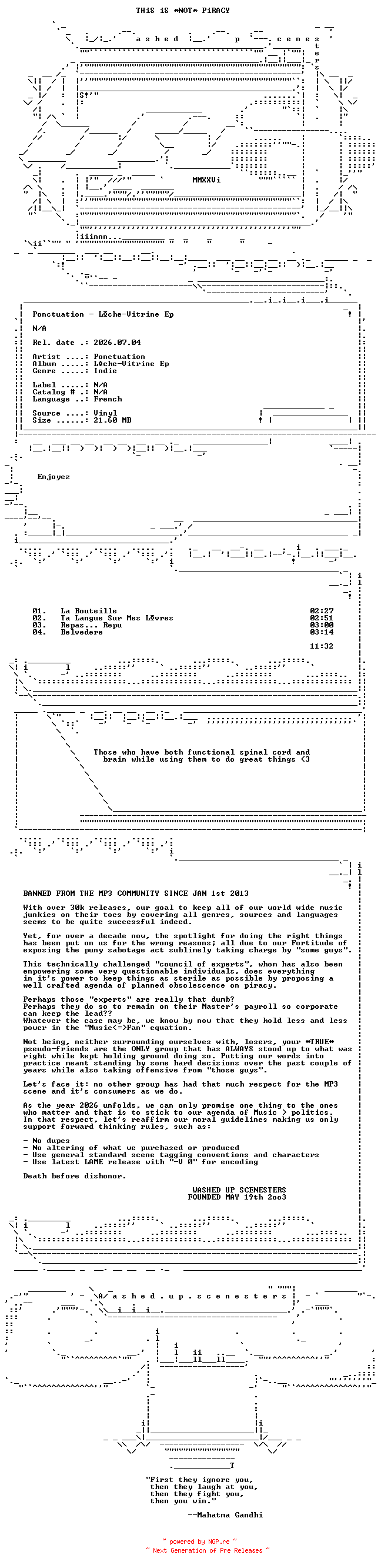 NFO for the release Ponctuation--Leche-vitrine_EP-VL-FR-2011-WUS by WUS
