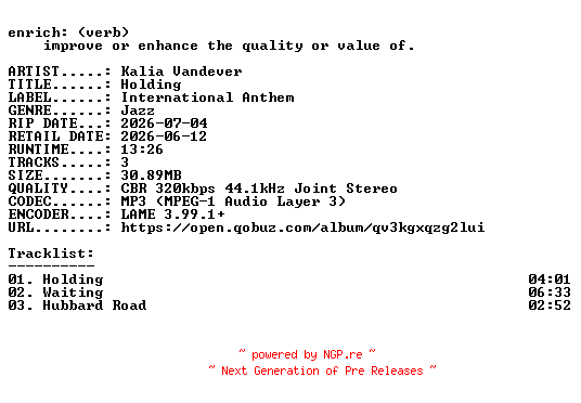 NFO for the release Kalia_Vandever-Holding-WEB-2026-ENRiCH by ENRiCH