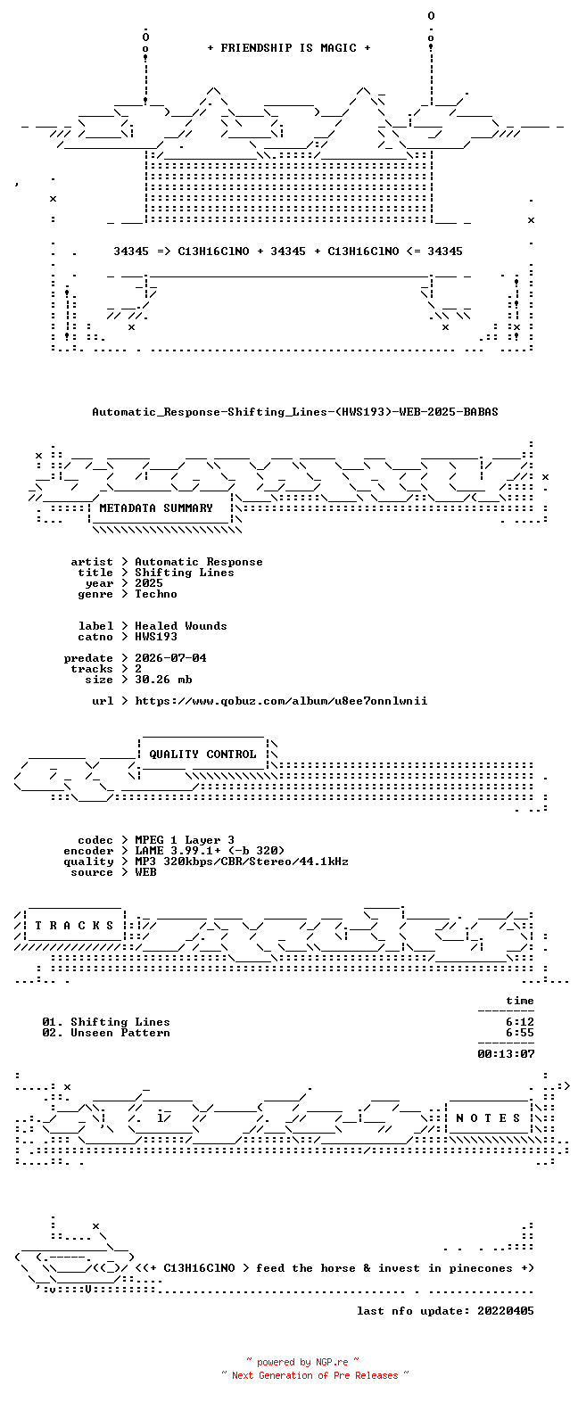 NFO for the release Automatic_Response-Shifting_Lines-(HWS193)-WEB-2025-BABAS by BABAS
