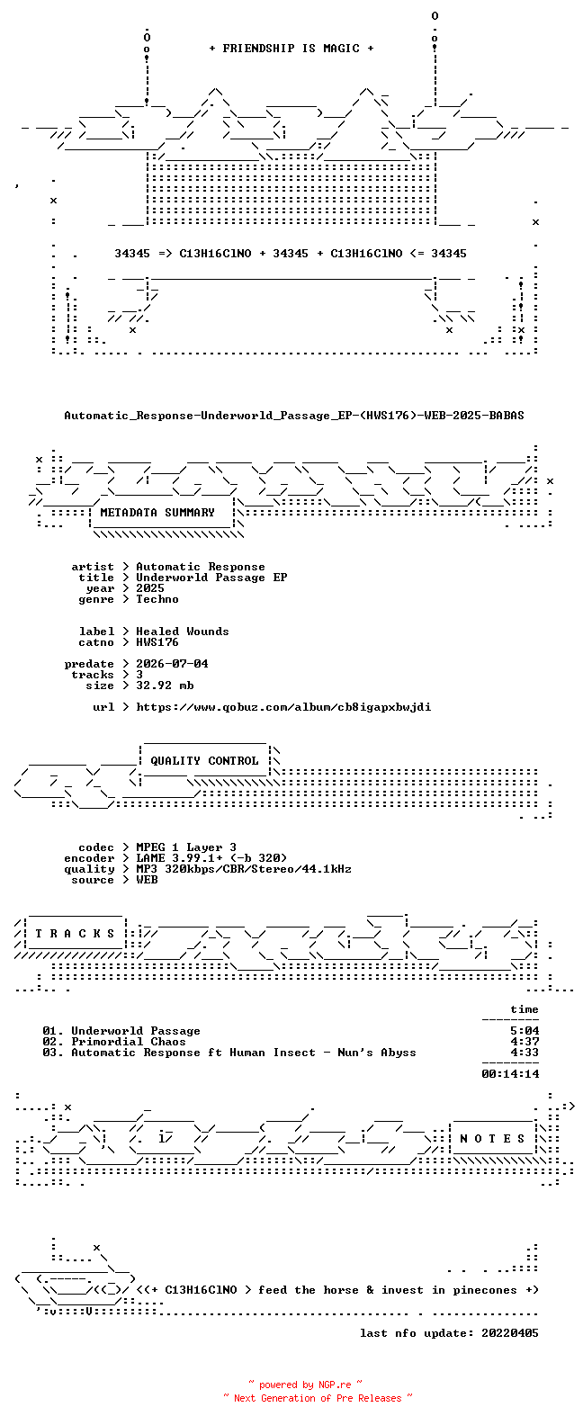NFO for the release Automatic_Response-Underworld_Passage_EP-(HWS176)-WEB-2025-BABAS by BABAS