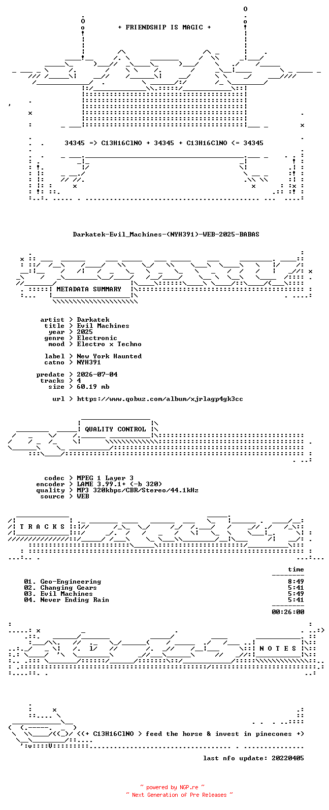 NFO for the release Darkatek-Evil_Machines-(NYH391)-WEB-2025-BABAS by BABAS