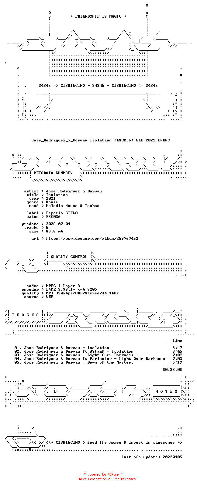 NFO for the release Jose_Rodriguez_x_Dorvau-Isolation-(ESC036)-WEB-2021-BABAS by BABAS