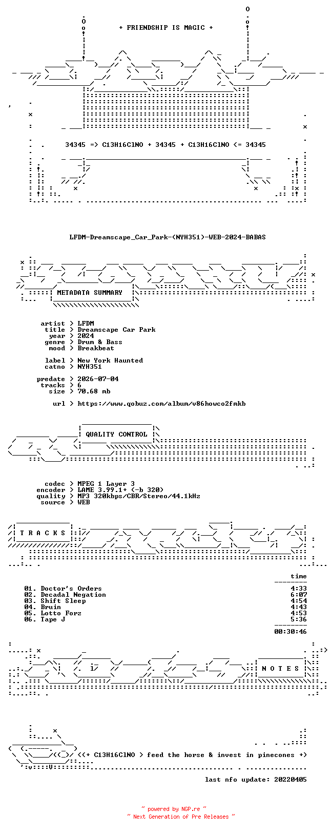 NFO for the release LFDM-Dreamscape_Car_Park-(NYH351)-WEB-2024-BABAS by BABAS