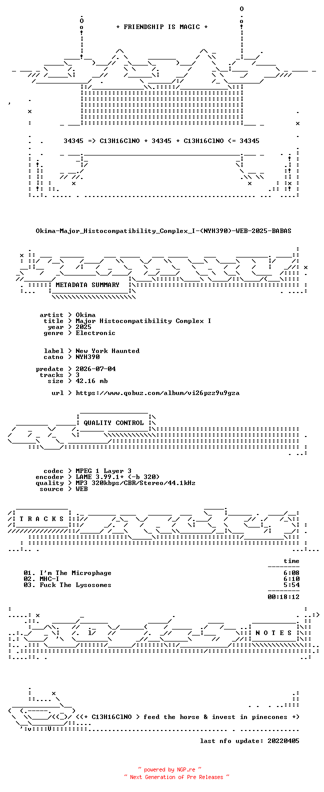 NFO for the release Okima-Major_Histocompatibility_Complex_I-(NYH390)-WEB-2025-BABAS by BABAS