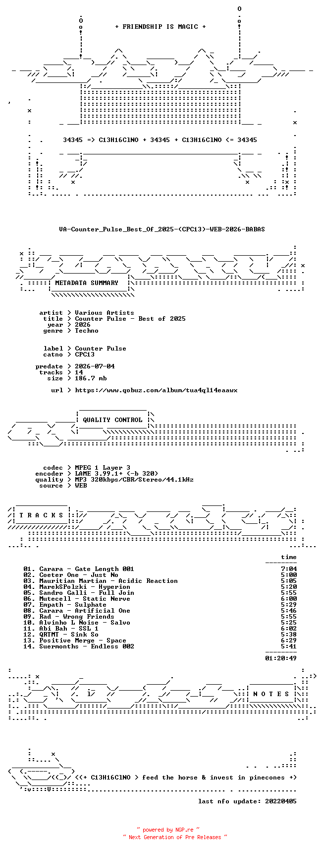 NFO for the release VA-Counter_Pulse_Best_Of_2025-(CPC13)-WEB-2026-BABAS by BABAS