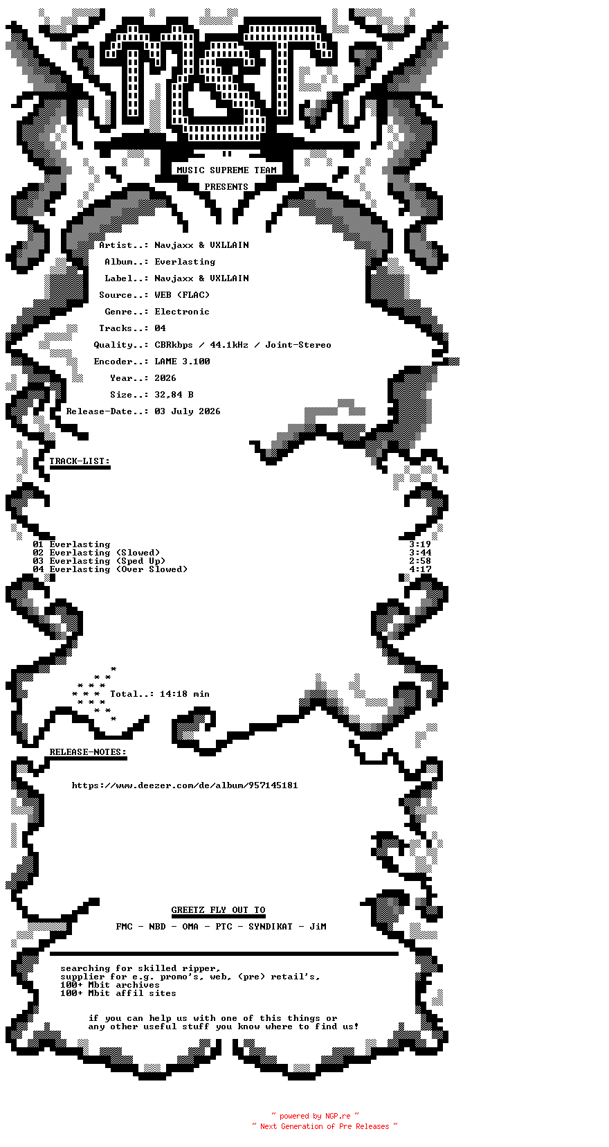 NFO for the release Navjaxx_And_VXLLAIN_-_Everlasting-EP-WEB-2026-MST by MST