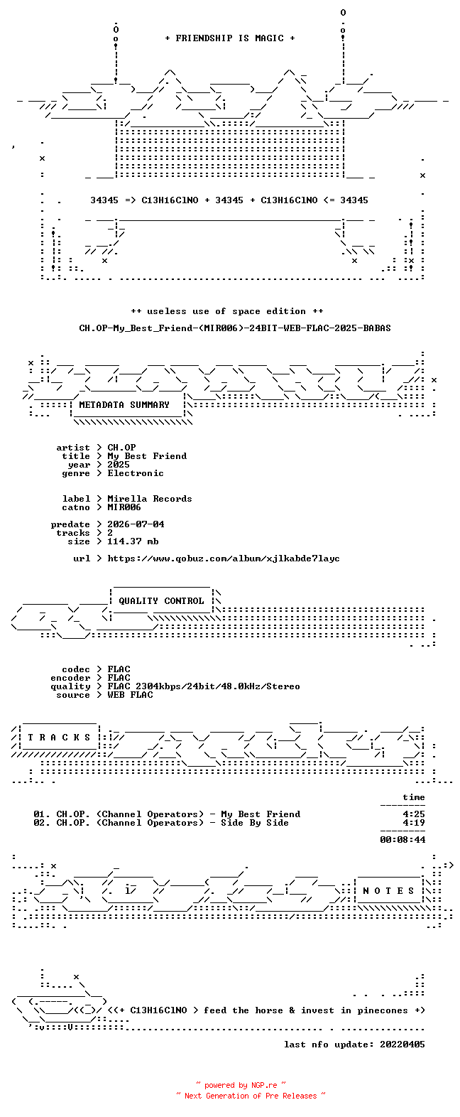 NFO for the release CH.OP-My_Best_Friend-(MIR006)-24BIT-WEB-FLAC-2025-BABAS by BABAS