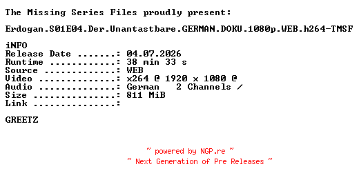 NFO for the release Erdogan.S01E04.Der.Unantastbare.GERMAN.DOKU.1080p.WEB.h264-TMSF by TMSF