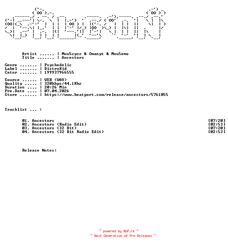 NFO for the release Mou5zyzz_And_OMANYT_And_Mou5emo-Ancestors-(199937966555)-WEB-2026-FALCON by FALCON