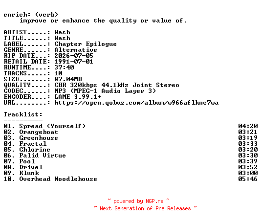NFO for the release Wash-Wash-WEB-2026-ENRiCH by ENRiCH