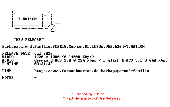NFO for the release Barbapapa.und.Familie.S02E15.German.DL.1080p.WEB.h264-TVNATiON by TVNATiON