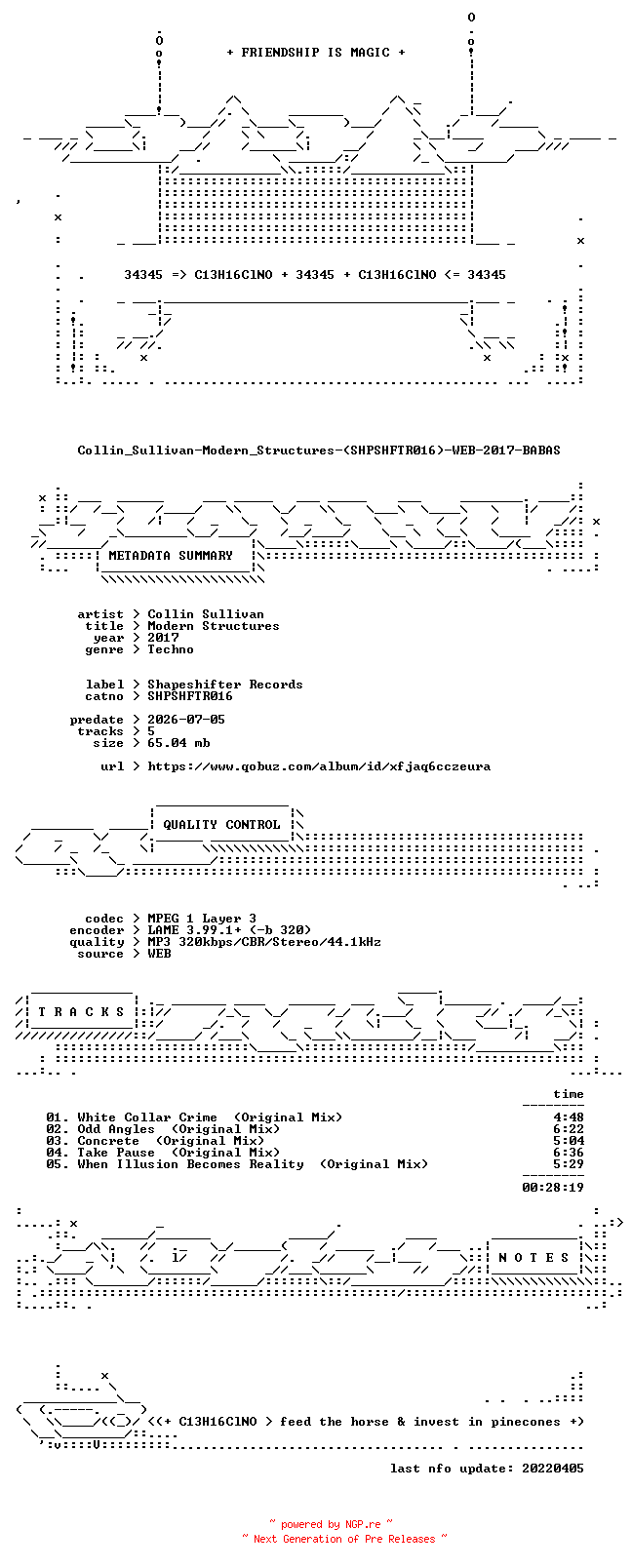NFO for the release Collin_Sullivan-Modern_Structures-(SHPSHFTR016)-WEB-2017-BABAS by BABAS
